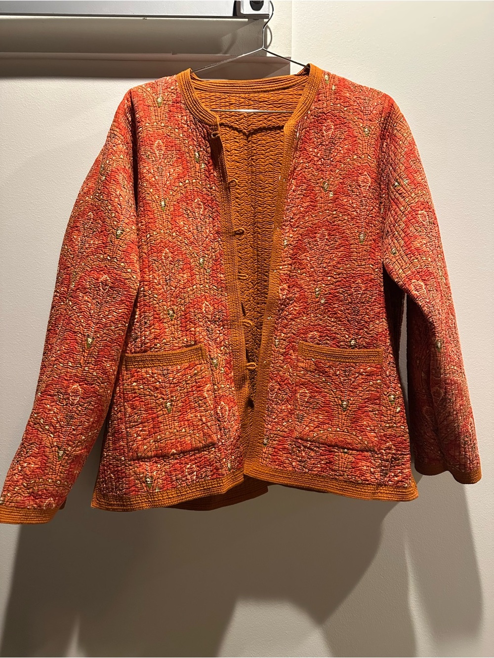 Reversible Orange Quilted Button-Front Jacket - Picture 7 of 8